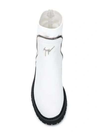 Shop Giuseppe Zanotti Zip Detail Ankle Boots In White