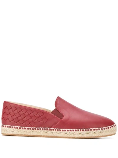 Shop Bottega Veneta Intrecciato Weave Espadrilles In Red