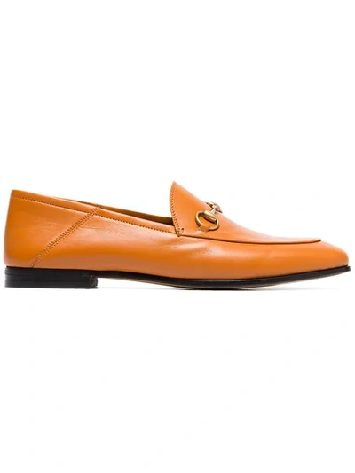 Shop Gucci Brixton Leather Loafers In Brown
