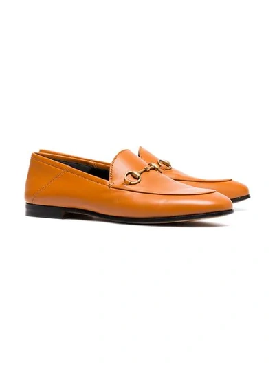 Shop Gucci Brixton Leather Loafers In Brown