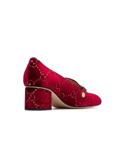 Shop Gucci Red Sylvie 55 Velvet And Leather Pumps