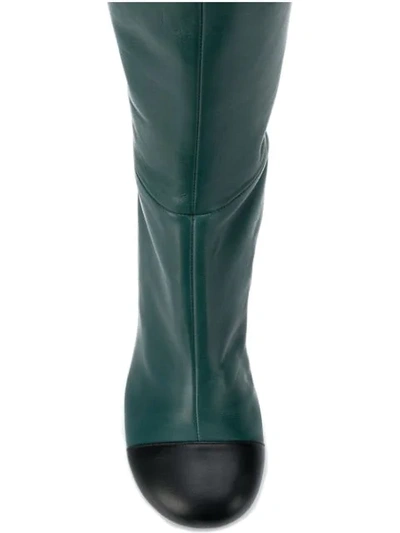 Shop Marni Leather Over The Knee Boots - Green