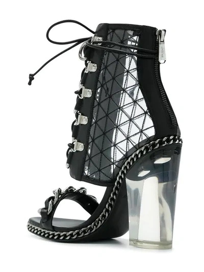 Shop Balmain Diane Transparent Heel Sandals In Black