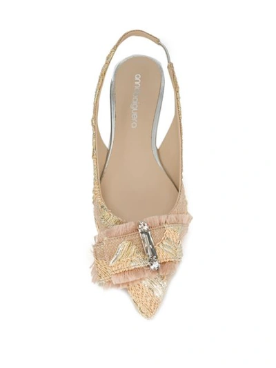 Shop Anna Baiguera Embroidered Slingback Sandals - Neutrals