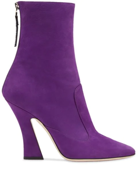 purple leather ankle boots