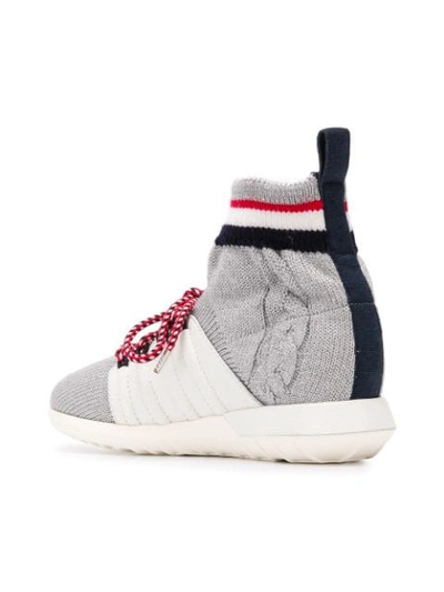 Shop Moncler Knit Sock Sneakers In Grey