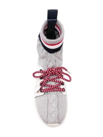 Shop Moncler Knit Sock Sneakers In Grey