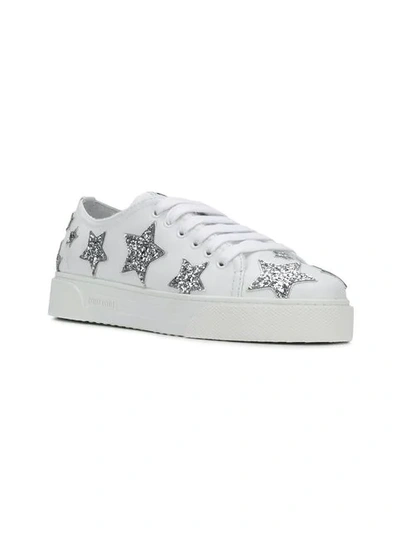 Shop Miu Miu Sneakers Mit Glitter-sternen In White