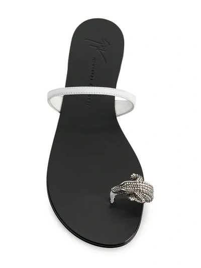 Shop Giuseppe Zanotti Ring Toe Sandals In White