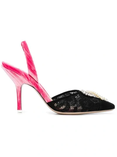 Shop Attico Embellished Pointed Pumps In Black