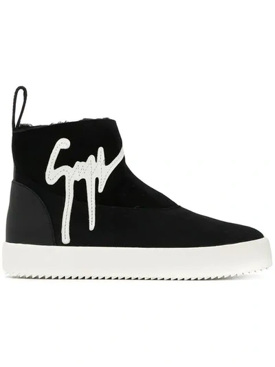 Shop Giuseppe Zanotti High-top Logo Sneakers In Black
