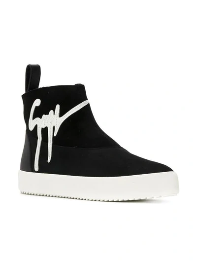 Shop Giuseppe Zanotti High-top Logo Sneakers In Black