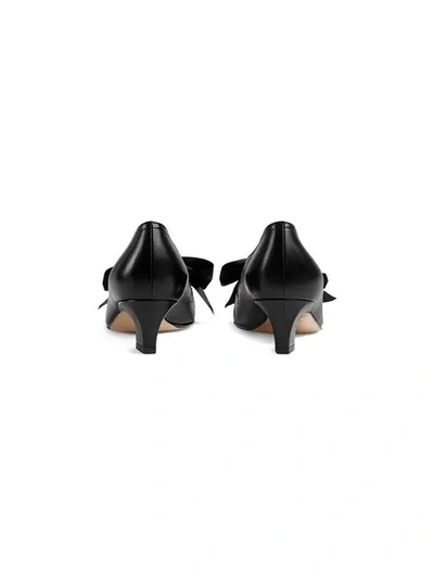 Shop Gucci Leather Pump With Bow In Black