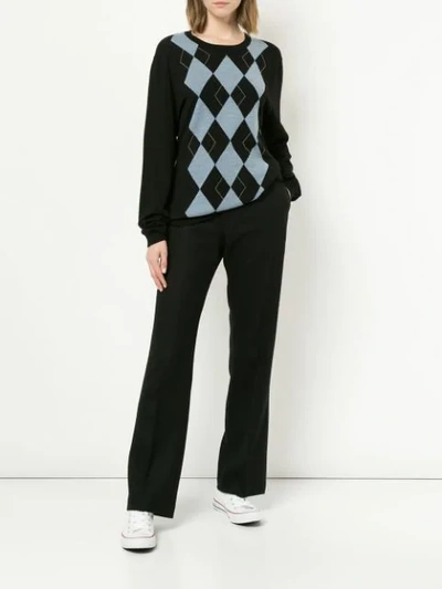 Shop Ports V Argyle Sweater In Black