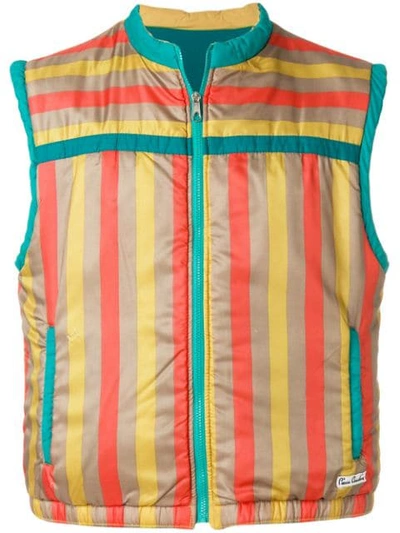 Pre-owned Pierre Cardin Vintage Striped Padded Gilet In Multicolour