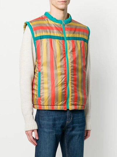 Pre-owned Pierre Cardin Vintage Striped Padded Gilet In Multicolour