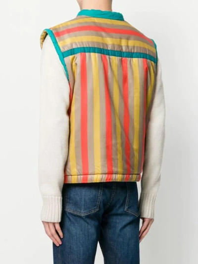 Pre-owned Pierre Cardin Vintage Striped Padded Gilet In Multicolour