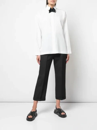 Shop Issey Miyake Contrast Collar Shirt In White