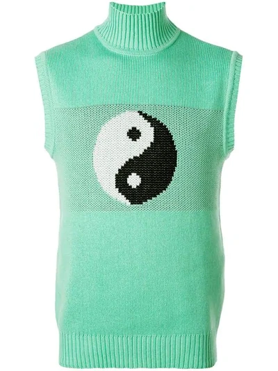 Shop Anton Belinskiy Ying Yang Knitted Vest In Green