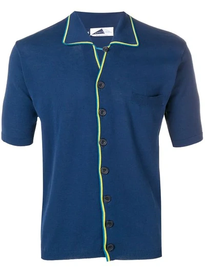 Shop Anglozine Marcello Short-sleeve Cardigan In Blue