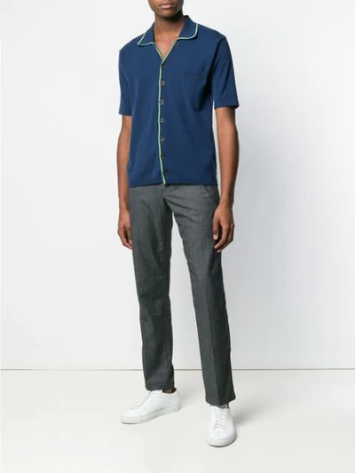 Shop Anglozine Marcello Short-sleeve Cardigan In Blue