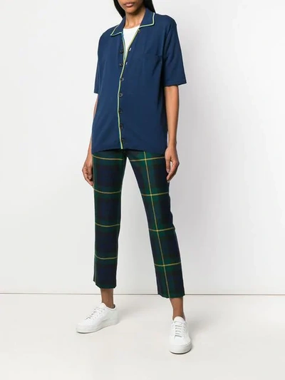 Shop Anglozine Marcello Short-sleeve Cardigan In Blue