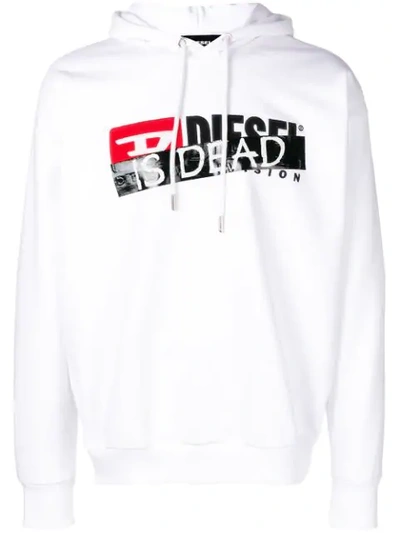 Shop Diesel 'is Dead' Print Hoodie In White
