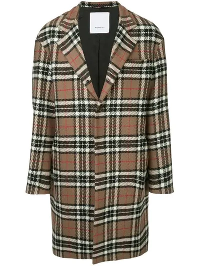 Shop Ports V Checked Coat In Brown