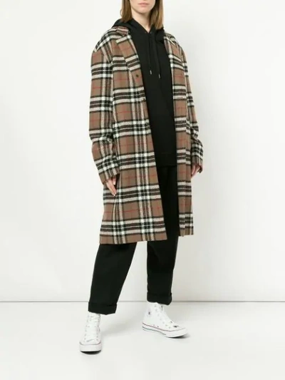 Shop Ports V Checked Coat In Brown