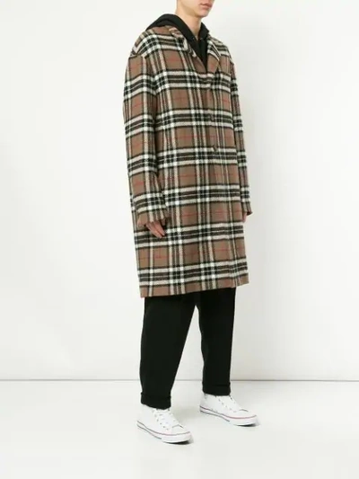 Shop Ports V Checked Coat In Brown