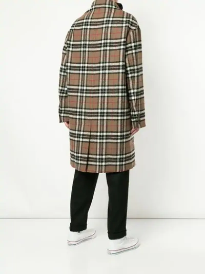 Shop Ports V Checked Coat In Brown