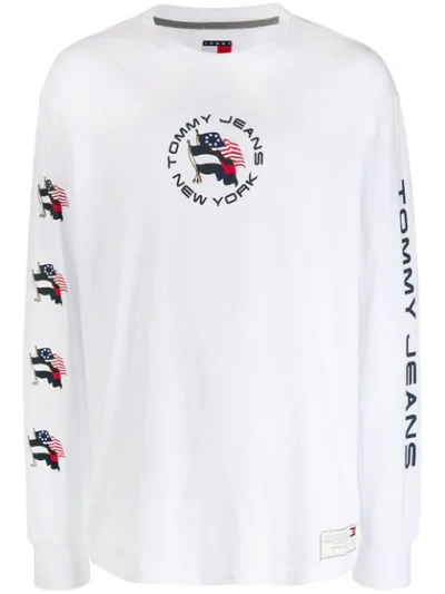Shop Tommy Jeans Summer Flag Printed T-shirt In White