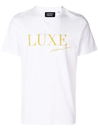 ANDREA CREWS EMBROIDERED LUXE T-SHIRT - 白色