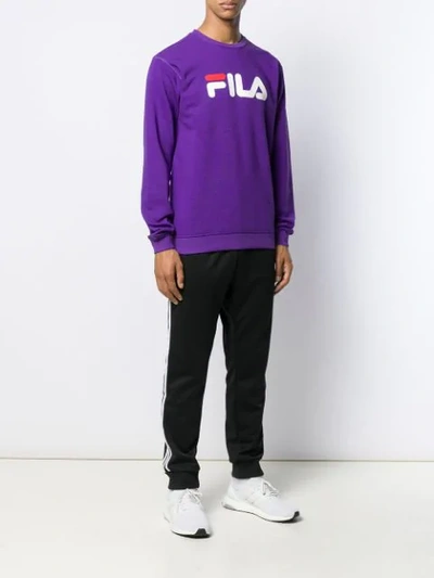 Shop Fila Logo Sweatshirt In Purple