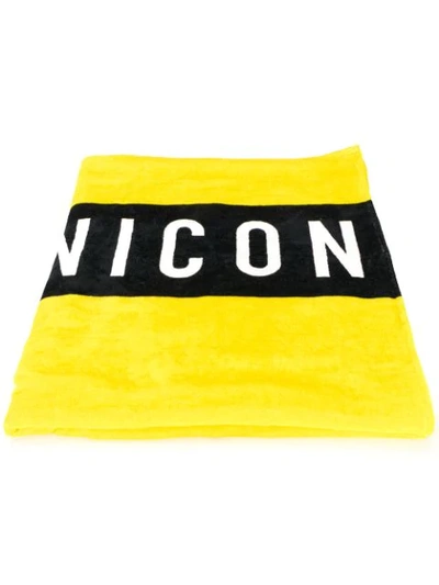 Shop Dsquared2 Icon Print Beach Towel In Yellow