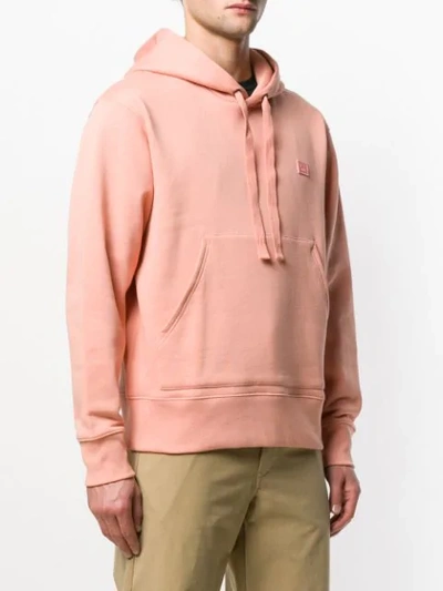 Shop Acne Studios Face-patch Hoodie In Pink