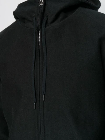 Shop Individual Sentiments Woven Zip Front Hoodie In Black