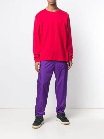 Shop Acne Studios Contrast Stripe Track Pants In Purple