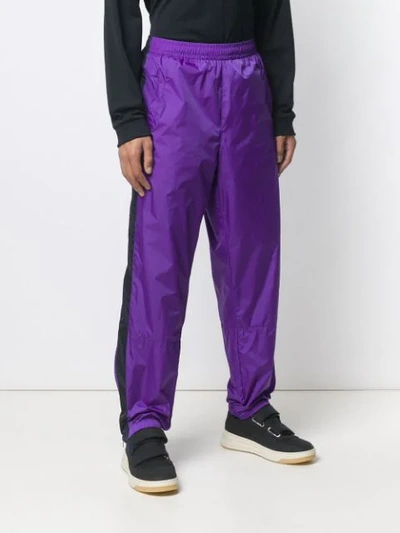 Shop Acne Studios Contrast Stripe Track Pants In Purple