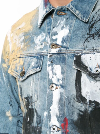 Shop Faith Connexion 'vandalized' Denim Jacket In Blue