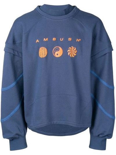 Shop Ambush Logo Layered Sweatshirt In Blue