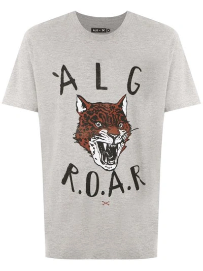 Shop Àlg Roar Print T-shirt - Grey In Gray