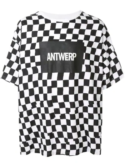 Shop Facetasm Checkered Logo Print T-shirt In Black