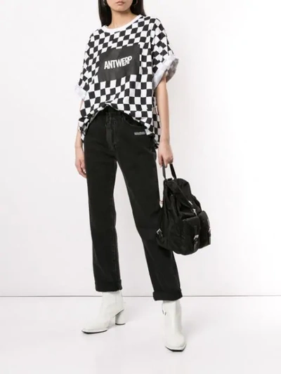 Shop Facetasm Checkered Logo Print T-shirt In Black