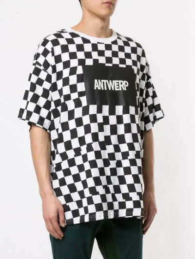 Shop Facetasm Checkered Logo Print T-shirt In Black