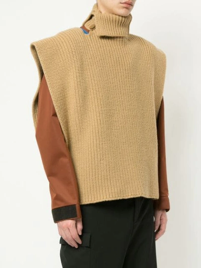 Shop Raf Simons Knitted Vest In Brown