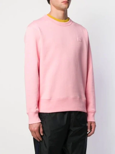 Shop Acne Studios Fairview Face Sweatshirt In Pink