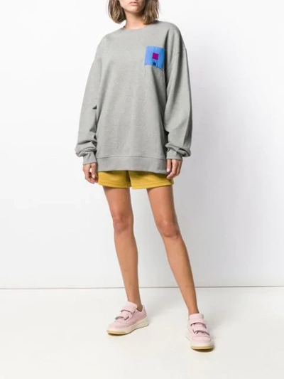 Shop Acne Studios Oversized Face Patch Sweatshirt In Grey