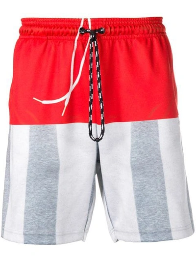 Shop Adidas Originals By Alexander Wang Colour Block Track Shorts In Red