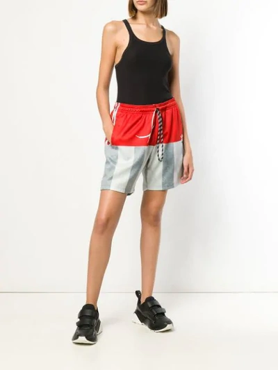 Shop Adidas Originals By Alexander Wang Colour Block Track Shorts In Red